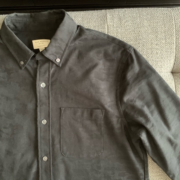 Club Monaco All Black Camo Button-up Shirt - Picture 4 of 6